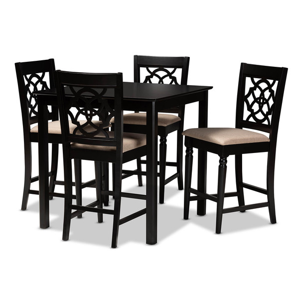 Baxton Studio Arden Sand Upholstered Espresso Finished 5-Piece Wood Pub Set 158-9770-9776